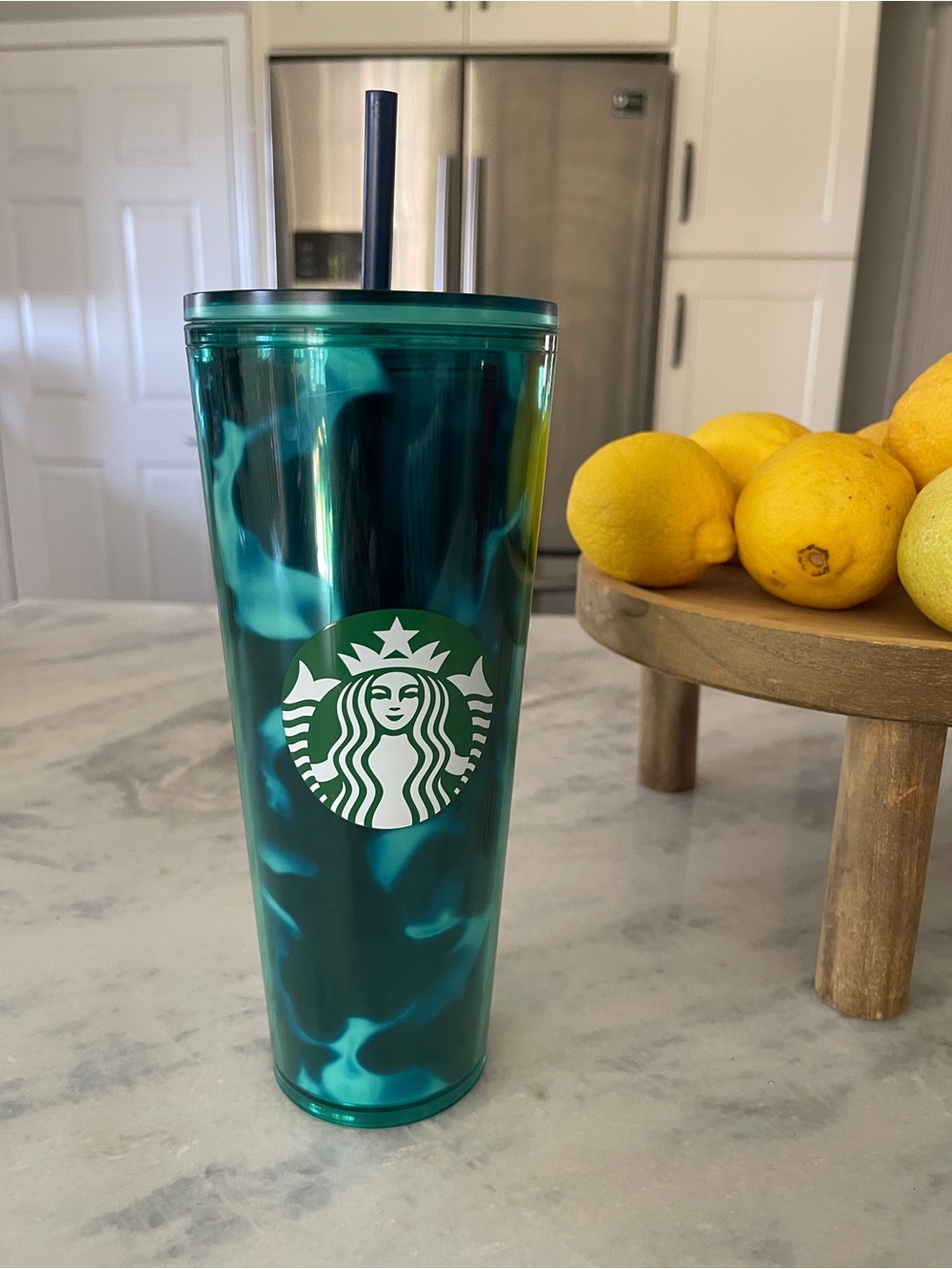 Starbucks Teal Iridescent 24 oz Tumbler Cold Cup with Straw